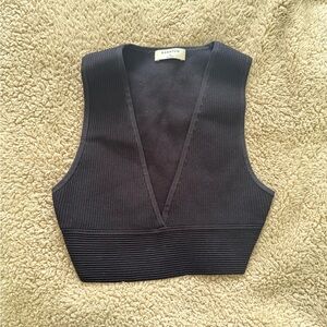 Babaton Deep V Black Tank Top